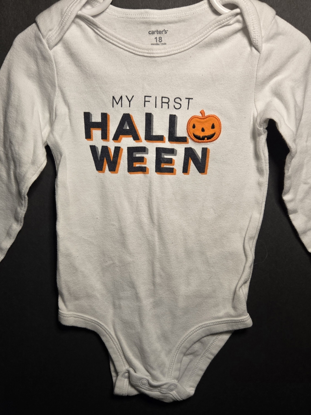 Carter's White 'My First Halloween' Bodysuit with Orange Pumpkin